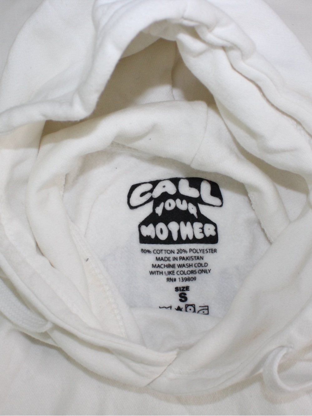 Men's White Crewneck Hoodie with Cactus Embroidery